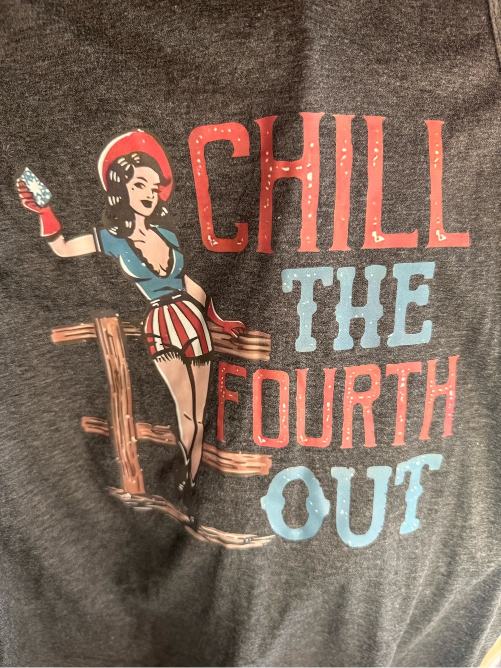 Patriotic 'Chill The Fourth Out' Graphic Tee - Red & Blue, Various Sizes